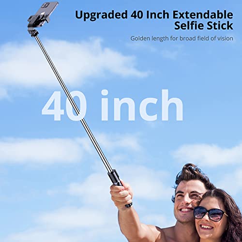 ATUMTEK 1m Selfie Stick Tripod, Extendable Bluetooth Selfie Stick with Wireless Remote for iPhone 13/13 Pro/13 mini/12/11/11 Pro/XS/XR/X/8/7 Plus, Samsung, Huawei, Google, LG, Sony Smartphones, Black