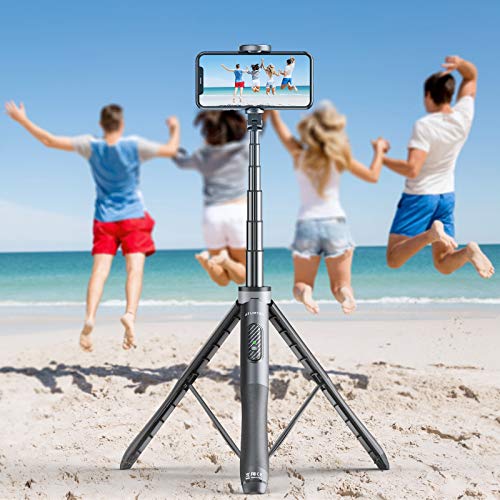 ATUMTEK 1.3m Selfie Stick Tripod, All in One Extendable Phone Tripod Stand with Bluetooth Remote 360° Rotation for iPhone and Android Phone Selfies, Video Recording, Vlogging, Live Streaming, Black