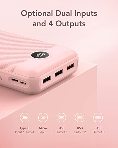 VEGER Power Bank-30000mAh, 20W Fast Charging PD18W QC 3.0 USB C Battery Pack Portable Charger with 4 Outputs & 2 Inputs Compatible with iPhone/iPad/Samsung Phones Tablet and More