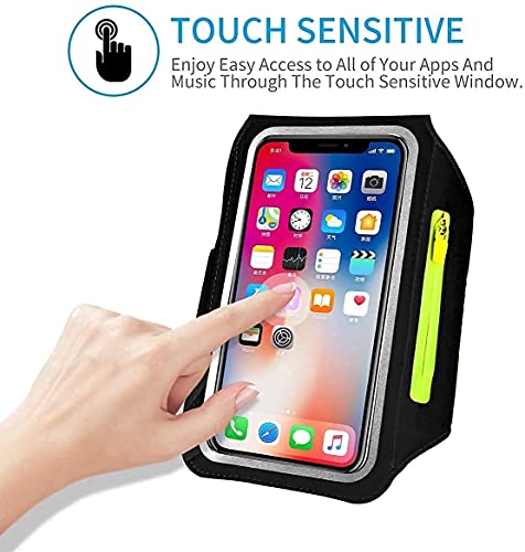 Running Armband with Airpods Zipper Pocket Cell Phone Armband Holder Sweatproof Sports Gym Armband Case Fits iPhone 14/14 Pro Max/13/13 Pro/12 Pro Max/11 /11Pro/XR/XS Max with Touchscreen up to 6.9"