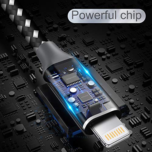 iPhone Charger Cable Lightning Cable 3Pack 3FT/1M Nylon Braided Fast Charging & Sync iPhone Charger Wire Compatible with iPhone XS/XR/X/8/8 Plus/7/6/6 plus/5/5S, iPad Pro/Air/mini and More