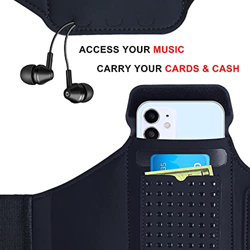 Running Armband with Airpods Zipper Pocket Cell Phone Armband Holder Sweatproof Sports Gym Armband Case Fits iPhone 14/14 Pro Max/13/13 Pro/12 Pro Max/11 /11Pro/XR/XS Max with Touchscreen up to 6.9"