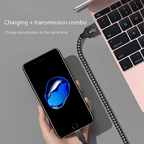 iPhone Charger Cable Lightning Cable 3Pack 3FT/1M Nylon Braided Fast Charging & Sync iPhone Charger Wire Compatible with iPhone XS/XR/X/8/8 Plus/7/6/6 plus/5/5S, iPad Pro/Air/mini and More