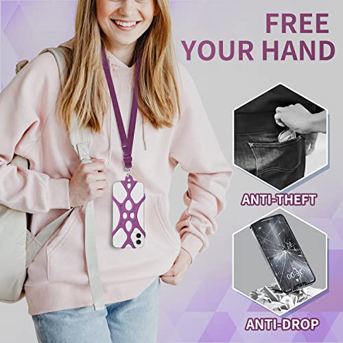 ROCONTRIP 2 in 1 Cell Phone Lanyard Strap Case Holder with Detachable Neckstrap Universal for Smartphone iPhone 8,7 6S iPhone 6S Plus, Google Pixel LG HTC Huawei P10 4.7-6.5 inch (Lotus Purple)