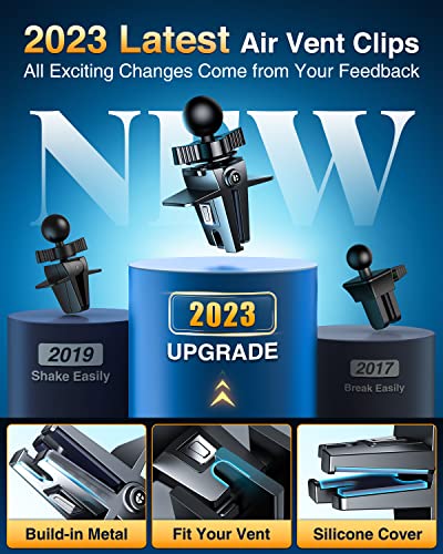 VANMASS Newest Upgraded【Rock Solid】Car Phone Holder Air Vent Mount,【fit 99% Car】360°Rotatable Mobile Phone Cradle Stand with Adjustable Clip Accessories Universal for iPhone 14 13 12 Pro Max Samsung