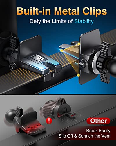 VANMASS Newest Upgraded【Rock Solid】Car Phone Holder Air Vent Mount,【fit 99% Car】360°Rotatable Mobile Phone Cradle Stand with Adjustable Clip Accessories Universal for iPhone 14 13 12 Pro Max Samsung