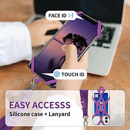 ROCONTRIP 2 in 1 Cell Phone Lanyard Strap Case Holder with Detachable Neckstrap Universal for Smartphone iPhone 8,7 6S iPhone 6S Plus, Google Pixel LG HTC Huawei P10 4.7-6.5 inch (Lotus Purple)