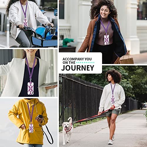 ROCONTRIP 2 in 1 Cell Phone Lanyard Strap Case Holder with Detachable Neckstrap Universal for Smartphone iPhone 8,7 6S iPhone 6S Plus, Google Pixel LG HTC Huawei P10 4.7-6.5 inch (Lotus Purple)