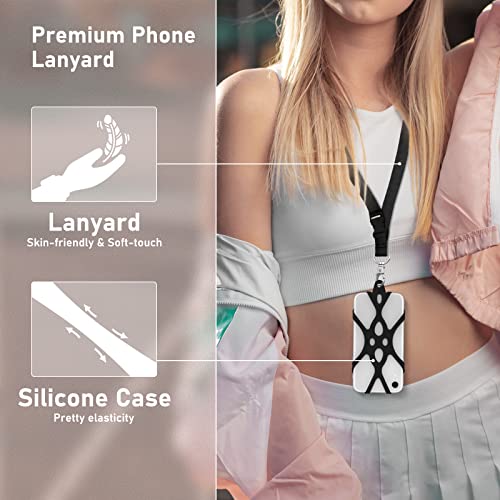 ROCONTRIP 2 in 1 Cell Phone Lanyard Strap Case Holder with Detachable Neckstrap Universal for Smartphone iPhone 8,7 6S iPhone 6S Plus, Google Pixel LG HTC Huawei P10 4.7-5.5 inch (Black)