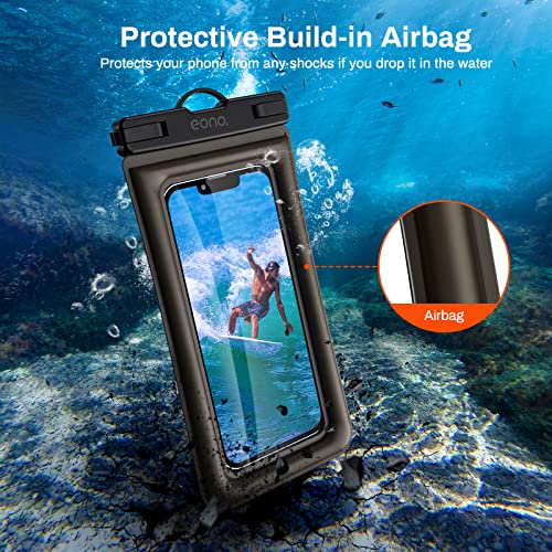 Amazon Brand - Eono Waterproof Phone Pouch, 2-Pack SafeDonut iPX8 Waterproof Phone Case for Swimming, Kayaking, Universal Dry Bag Underwater for iPhone 14 Plus Pro Max 13 12 11 X Samsung Google etc.