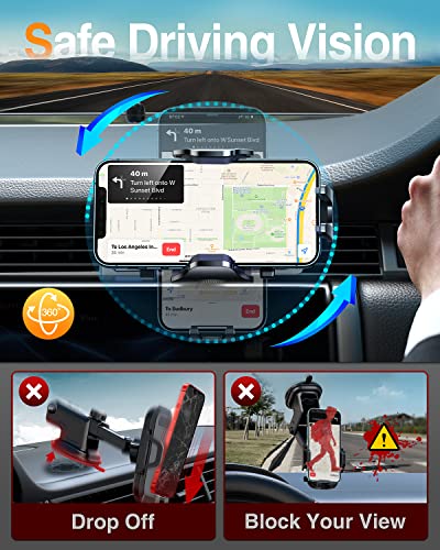 VANMASS Newest Upgraded【Rock Solid】Car Phone Holder Air Vent Mount,【fit 99% Car】360°Rotatable Mobile Phone Cradle Stand with Adjustable Clip Accessories Universal for iPhone 14 13 12 Pro Max Samsung