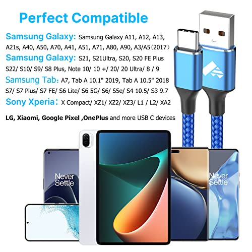 USB C Charger Cable 2Pack 1M USB-C Fast Charging Lead Type C Charger for Samsung Galaxy S21 S20 Fe Plus S10 S9 S8 A11 A12 A13 A21s A51 A70 Tab,Huawei P30 P20 P40,Google Pixel,Xiaomi,Sony Xperia