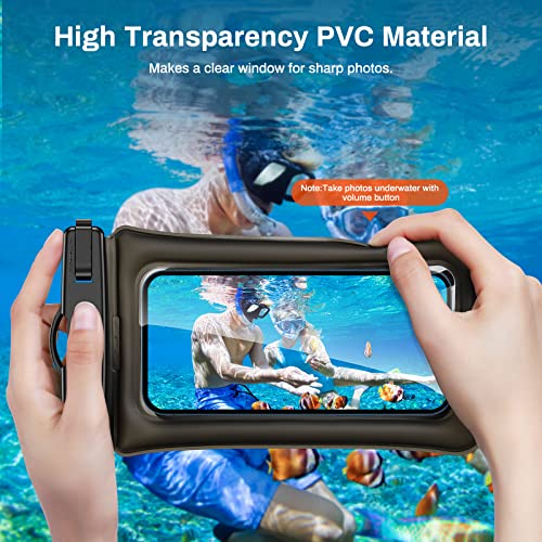 Amazon Brand - Eono Waterproof Phone Pouch, 2-Pack SafeDonut iPX8 Waterproof Phone Case for Swimming, Kayaking, Universal Dry Bag Underwater for iPhone 14 Plus Pro Max 13 12 11 X Samsung Google etc.