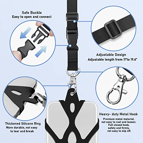 ROCONTRIP 2 in 1 Cell Phone Lanyard Strap Case Holder with Detachable Neckstrap Universal for Smartphone iPhone 8,7 6S iPhone 6S Plus, Google Pixel LG HTC Huawei P10 4.7-5.5 inch (Black)