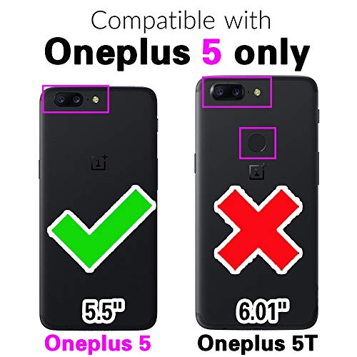 Compatible with OnePlus 5 Case and Tempered Glass Screen Protector with Shockproof Slim Soft TPU Silicone Phone Cover for OnePlus5 A5000 One Plus5 1 Plus 1plus Five One+ + 1+5 1+ 5 Women Men Blue