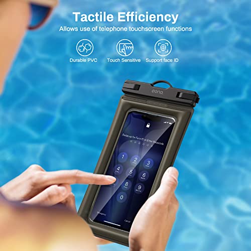 Amazon Brand - Eono Waterproof Phone Pouch, 2-Pack SafeDonut iPX8 Waterproof Phone Case for Swimming, Kayaking, Universal Dry Bag Underwater for iPhone 14 Plus Pro Max 13 12 11 X Samsung Google etc.