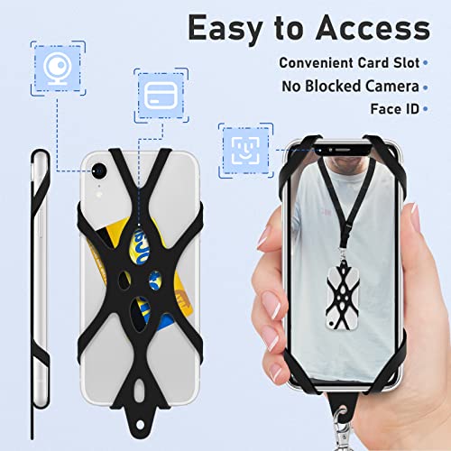ROCONTRIP 2 in 1 Cell Phone Lanyard Strap Case Holder with Detachable Neckstrap Universal for Smartphone iPhone 8,7 6S iPhone 6S Plus, Google Pixel LG HTC Huawei P10 4.7-5.5 inch (Black)
