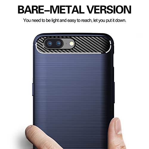 Compatible with OnePlus 5 Case and Tempered Glass Screen Protector with Shockproof Slim Soft TPU Silicone Phone Cover for OnePlus5 A5000 One Plus5 1 Plus 1plus Five One+ + 1+5 1+ 5 Women Men Blue