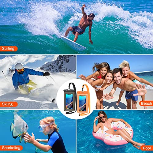 Amazon Brand - Eono Waterproof Phone Pouch, 2-Pack SafeDonut iPX8 Waterproof Phone Case for Swimming, Kayaking, Universal Dry Bag Underwater for iPhone 14 Plus Pro Max 13 12 11 X Samsung Google etc.