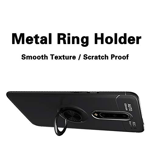 Phone Case for Oneplus 7 Pro with Tempered Glass Screen Protector Cover and Magnetic Stand Ring Holder Accessories Shockproof Silicone Oneplus7Pro One Plus Plus7pro 1 1Plus OnePlus7 7Pro + 1+7 black