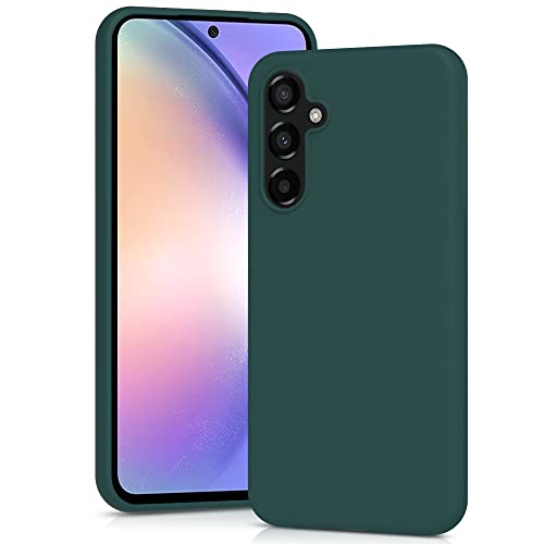 YATWIN Silicone Case for Samsung Galaxy A54 5G, Soft-Touch, Shockproof, DustProof, Antiskid Full Body Armour Phone Cover for Samsung Galaxy A54 5G - Dark Green