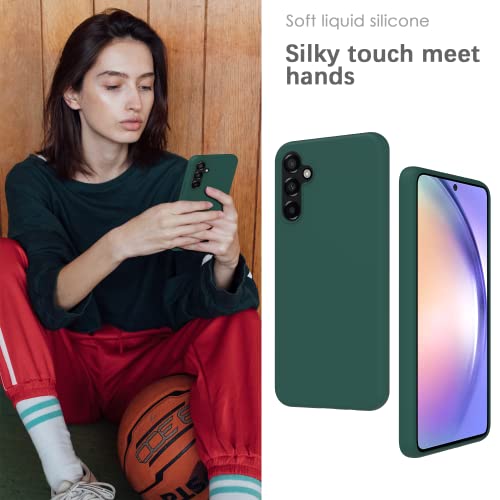 YATWIN Silicone Case for Samsung Galaxy A54 5G, Soft-Touch, Shockproof, DustProof, Antiskid Full Body Armour Phone Cover for Samsung Galaxy A54 5G - Dark Green