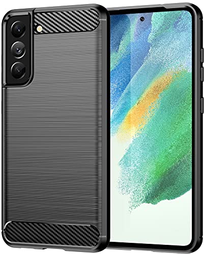 Folmecket Samsung galaxy S21 FE 5G Case, Carbon Fiber Scratch Resistant,Shock Absorption Soft TPU Rubber Protective Cell Phone Cover for Samsung galaxy S21 FE 5G Case 6.41" (S21 FE 5G Black)