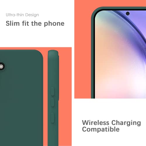 YATWIN Silicone Case for Samsung Galaxy A54 5G, Soft-Touch, Shockproof, DustProof, Antiskid Full Body Armour Phone Cover for Samsung Galaxy A54 5G - Dark Green