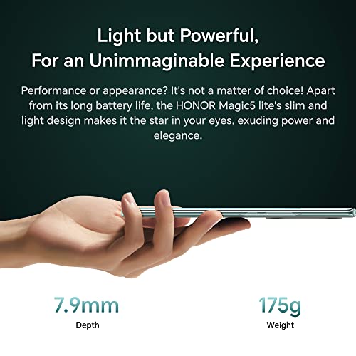 HONOR Magic 5 Lite, Sim-Free & Unlocked Mobile Phones, 5G Smartphone, 6GB+128GB, 6,67” Curved AMOLED 120Hz Display, 64MP Triple Rear Camera, 5100 mAh Battery, Dual SIM, Android 12