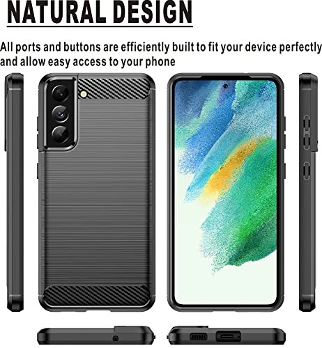 Folmecket Samsung galaxy S21 FE 5G Case, Carbon Fiber Scratch Resistant,Shock Absorption Soft TPU Rubber Protective Cell Phone Cover for Samsung galaxy S21 FE 5G Case 6.41" (S21 FE 5G Black)