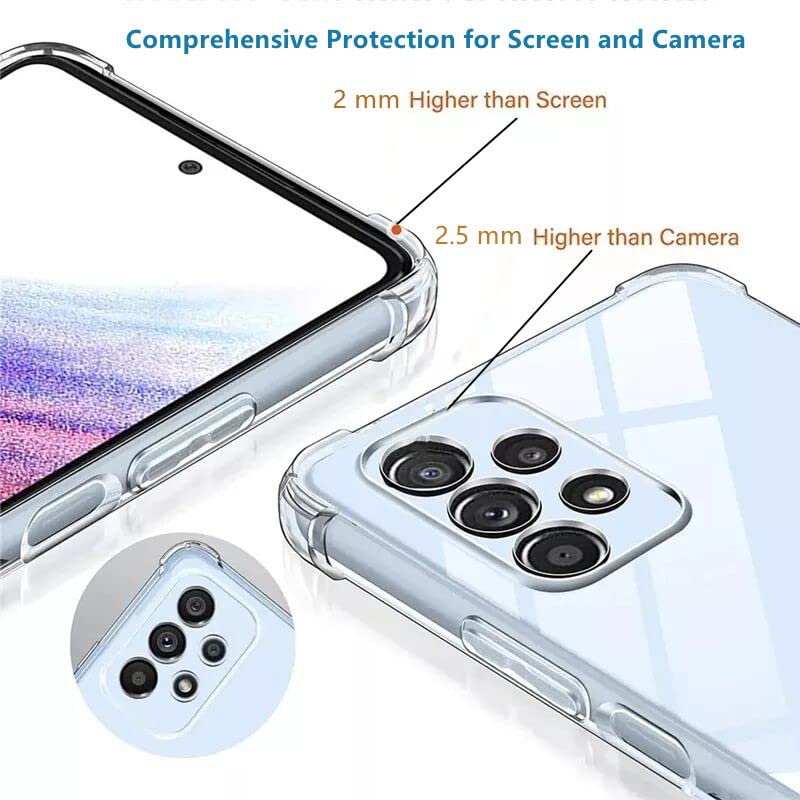 Hually Case for Samsung Galaxy A23, Transparent Bumper Cover with Shock-Absorption and Air-Cushion Corners, TPU Silicone 360 Drop Protection Cell Phone Case for Samsung Galaxy A23 5G/4G(Clear)