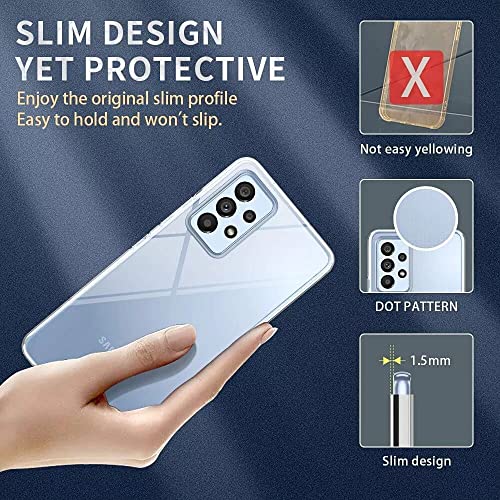 Hually Case for Samsung Galaxy A23, Transparent Bumper Cover with Shock-Absorption and Air-Cushion Corners, TPU Silicone 360 Drop Protection Cell Phone Case for Samsung Galaxy A23 5G/4G(Clear)