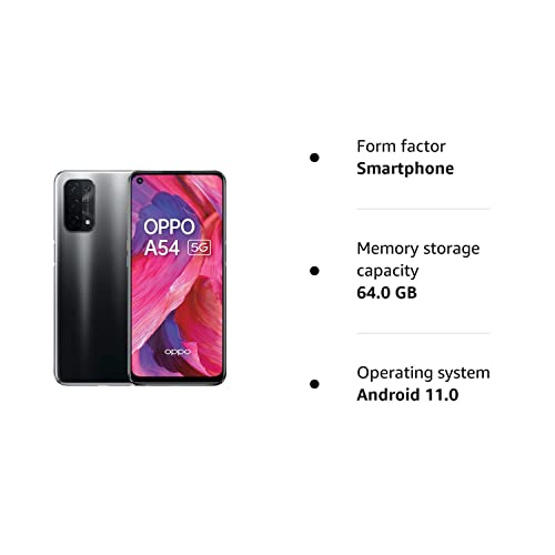 A54 5G - 4GB RAM and 64GB +Extendable Storage SIM Free Smartphone (6.5' Screen, 5000 mAh Battery, 48MP Quad Camera, 90Hz Refresh Rate) - Fluid Black (Renewed)