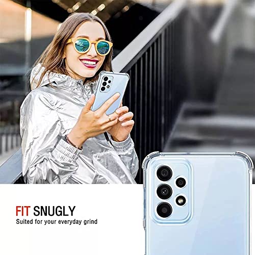 Hually Case for Samsung Galaxy A23, Transparent Bumper Cover with Shock-Absorption and Air-Cushion Corners, TPU Silicone 360 Drop Protection Cell Phone Case for Samsung Galaxy A23 5G/4G(Clear)