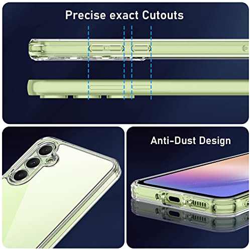 Qasyfanc Camera Cover for Samsung a54 Case with 2 Pack Tempered Glass Screen Protector, Non-Yellowing Shockproof Phone Bumper Cover, Hard PC Anti-Scratch Samsung Galaxy a54 5g Phone Case- Clear