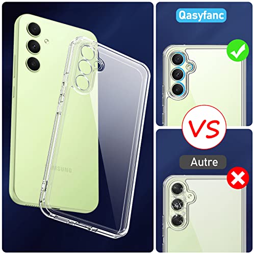 Qasyfanc Camera Cover for Samsung a54 Case with 2 Pack Tempered Glass Screen Protector, Non-Yellowing Shockproof Phone Bumper Cover, Hard PC Anti-Scratch Samsung Galaxy a54 5g Phone Case- Clear