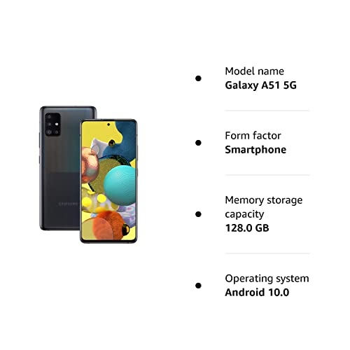 Samsung Galaxy A51 5G Prism Cube Black 128GB Android Smartphone, SIM Free Mobile Phone (Renewed)