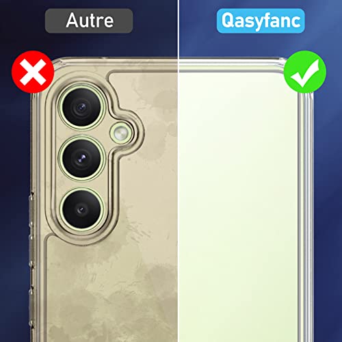 Qasyfanc Camera Cover for Samsung a54 Case with 2 Pack Tempered Glass Screen Protector, Non-Yellowing Shockproof Phone Bumper Cover, Hard PC Anti-Scratch Samsung Galaxy a54 5g Phone Case- Clear