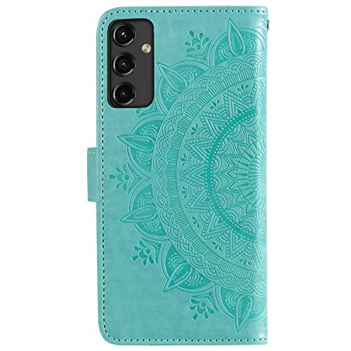 Samsung Galaxy A14 Case, Protective Samsung Galaxy A14 5G Wallet Phone Case Flip Shockproof PU Leather Card Holder Mandala Magnetic Stand Cover for Samsung Galaxy A14 4G/5G, Green