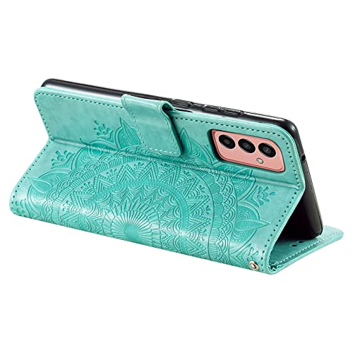 Samsung Galaxy A14 Case, Protective Samsung Galaxy A14 5G Wallet Phone Case Flip Shockproof PU Leather Card Holder Mandala Magnetic Stand Cover for Samsung Galaxy A14 4G/5G, Green