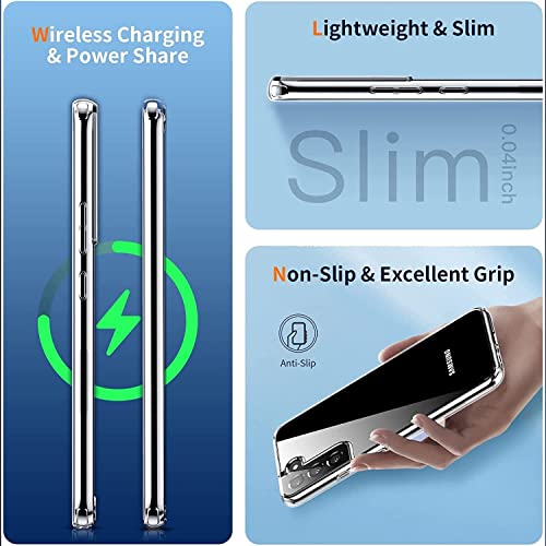 NWNK13 For Samsung Galaxy S21 Fe 5G Case Crystal Clear Slim Fit Front & Back 360° Case Built-in Screen Protector Full Body Silicone Gel Mobile Phone Cover for Samsung S21 Fe 5G (Clear)