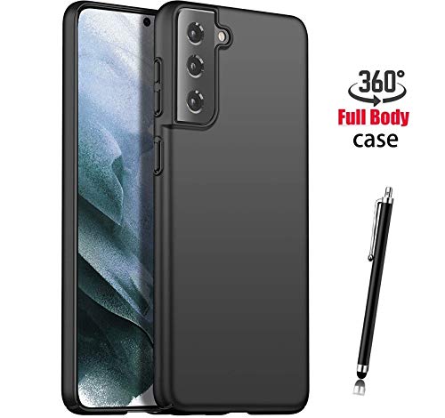 NWNK13 For Samsung Galaxy S21 5G Case Crystal Clear Slim Fit Front & Back 360° Case Built-in Screen Protector Full Body Silicone Gel Mobile Phone Cover for Samsung S21 5G (Clear) (Black)