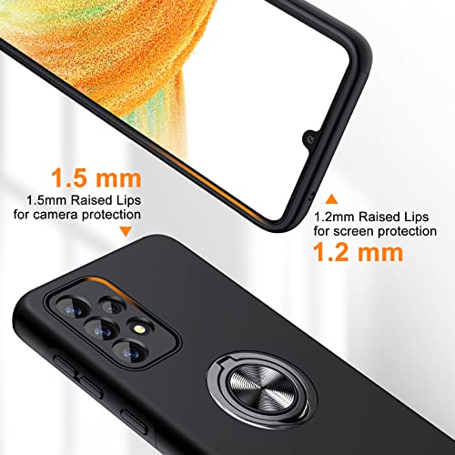 AOUIA Case for Samsung A33 5g with Screen Protector [2PCS], Case with 360° Ring Kickstand Mobile Phone Case Multi-layer Protective Shockproof Cover for Samsung A33 5g [TPU + PC],Black