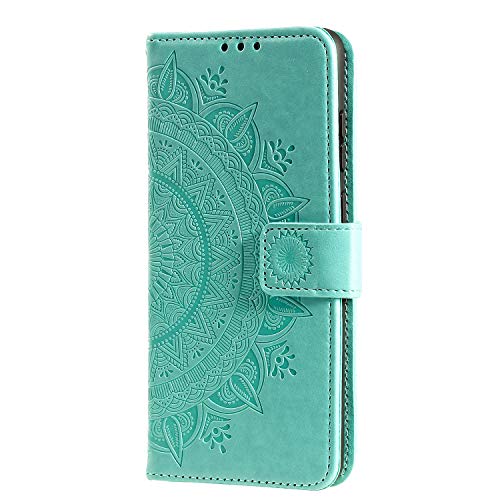 Samsung Galaxy A14 Case, Protective Samsung Galaxy A14 5G Wallet Phone Case Flip Shockproof PU Leather Card Holder Mandala Magnetic Stand Cover for Samsung Galaxy A14 4G/5G, Green