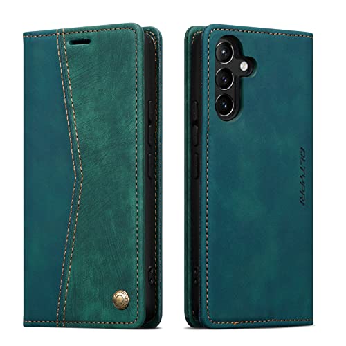 QLTYPRI Wallet Case for Samsung Galaxy A54 5G, Vintage PU Leather Folio Case with Card Slots Kickstand Magnetic Closure Shockproof Flip Phone Cover for Samsung Galaxy A54 5G - Green