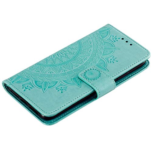 Samsung Galaxy A14 Case, Protective Samsung Galaxy A14 5G Wallet Phone Case Flip Shockproof PU Leather Card Holder Mandala Magnetic Stand Cover for Samsung Galaxy A14 4G/5G, Green