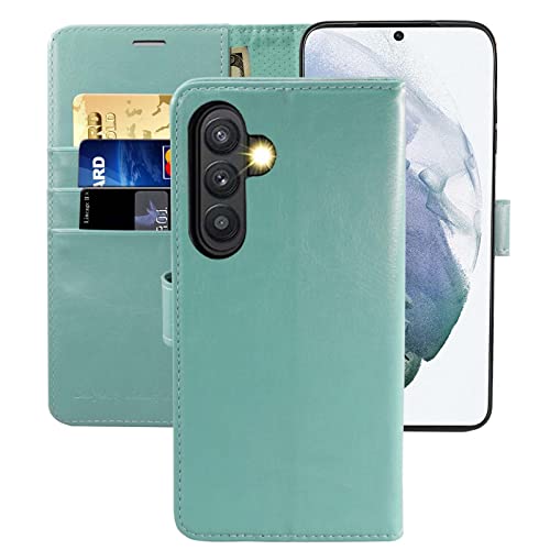 MONASAY Galaxy A54 5G Wallet Case, [Included Glass Screen Protector][RFID Blocking] Flip Folio Leather Cell Phone Cover with Credit Card Holder for Samsung Galaxy A54 5G, Mint