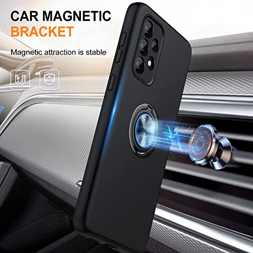 AOUIA Case for Samsung A33 5g with Screen Protector [2PCS], Case with 360° Ring Kickstand Mobile Phone Case Multi-layer Protective Shockproof Cover for Samsung A33 5g [TPU + PC],Black