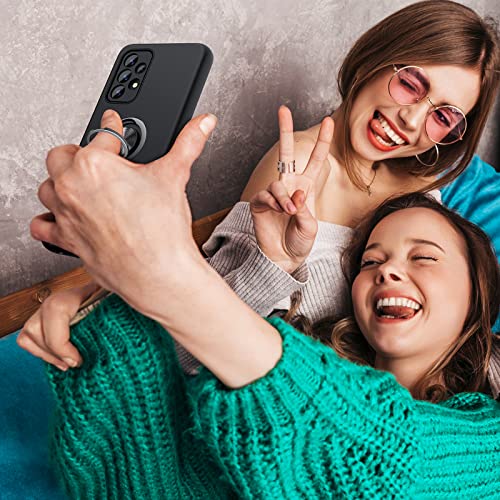 AOUIA Case for Samsung A33 5g with Screen Protector [2PCS], Case with 360° Ring Kickstand Mobile Phone Case Multi-layer Protective Shockproof Cover for Samsung A33 5g [TPU + PC],Black