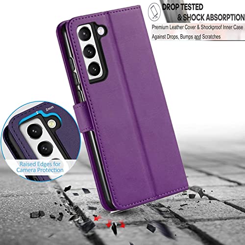 NWNK13 For Samsung Galaxy A34 5G Case Leather Wallet Book Flip Stand View Phone Cover with Card Holder Slots Compatible with Galaxy A34 (Purple)